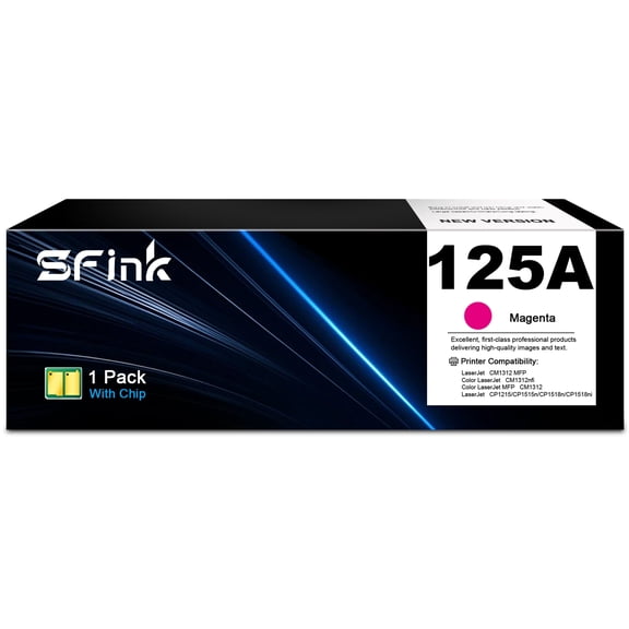 125A CB543A Toner Cartridge Compatible for HP125 A CB543A for Laserjet MFP CP1518ni CM1312nfi CP1215 CM1312 MFP CP1515n CP1518 CP1515 Printer High Yield Ink 1-Pack Magenta