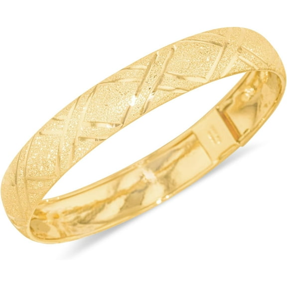 Floreo 10k Yellow Gold 10mm Classic Satin Finish Textured Flex Bangle Bracelet
