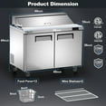 thumbnail image 3 of Coolski 48’’ Wide Commercial Salad Bar Refrigerator, Refrigerated Sandwich Salad Prep Table with 2 Doors, Stainless Steel Prep Fridge for Commercial Kitchen Restaurant, NSF Certified, 3 of 8