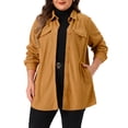 thumbnail image 2 of DARING DIVA Women's Plus Corduroy Shirts Button Down Shackets Jacket 3X Brown, 2 of 6