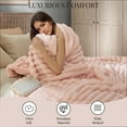 thumbnail image 5 of U by Bedsure Twin Blanket for Couch, Wider Striped Cute Small Fleece Throws for Girls, Pink，60x80 inches, 5 of 6