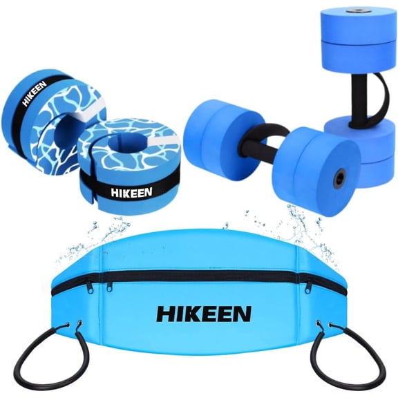 Adoreal 6-Piece Water Aerobics Pool Exercise Equipment, Aqua Aerobics Equipment Set,Includes High Density Water Dumbbell Aqua Belt and Ankle Weights for Aquatic Therapy,Pool Fitness