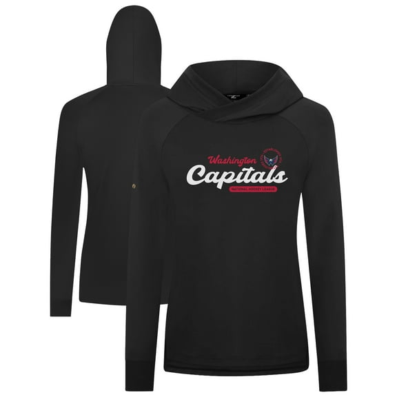 Women's Levelwear  Black Washington Capitals Slender Monument Raglan Pullover Hoodie