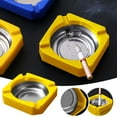 thumbnail image 2 of KUMHONW Portable Ash Tray for Cigarettes and Cigar Square Stainless Steel Tabletop Ashtray Ash Container Cigarette-Ashtray Ash Holder for Smokers Yellow, 2 of 9
