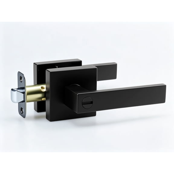 Keyless Entry Door Lock with Handle, Door Handle with Lock for Bedroom or Bathroom Privacy Door Knob with Lock – Indoor Matte Black 1PACK