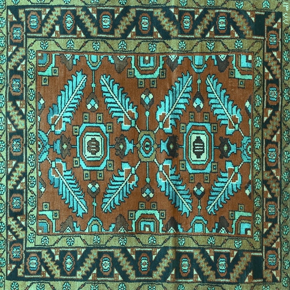 Ahgly Company Indoor Square Persian Turquoise Blue Traditional Area Rugs, 4' Square
