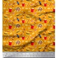 thumbnail image 1 of Soimoi Modal Satin Fabric Cold Drink,Pizza & Burger Food Printed Craft Fabric by The Yard 42 Inch Wide, 1 of 1