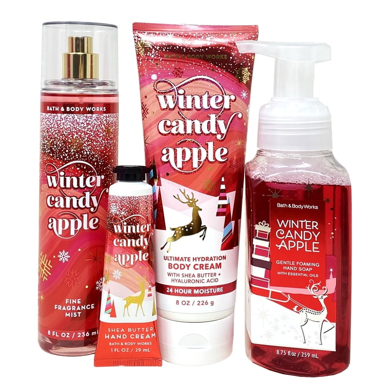 Bath & Body Works WINTER CANDY APPLE Gift 4pc Bag Set - Fragrance