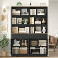 thumbnail image 4 of Homfa 69'' Black Bookshelf with Drawers, 6-Tier 6 Cubes Display Bookshelf for Living Room, 4 Doors Double Row Bookcase with Adjustable Shelves, 4 of 8