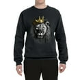 thumbnail image 2 of Wild Bobby, King Lion with Gold Crown Art, Animal Lover, Unisex Crewneck Graphic Sweatshirt, Black, Small, 2 of 4