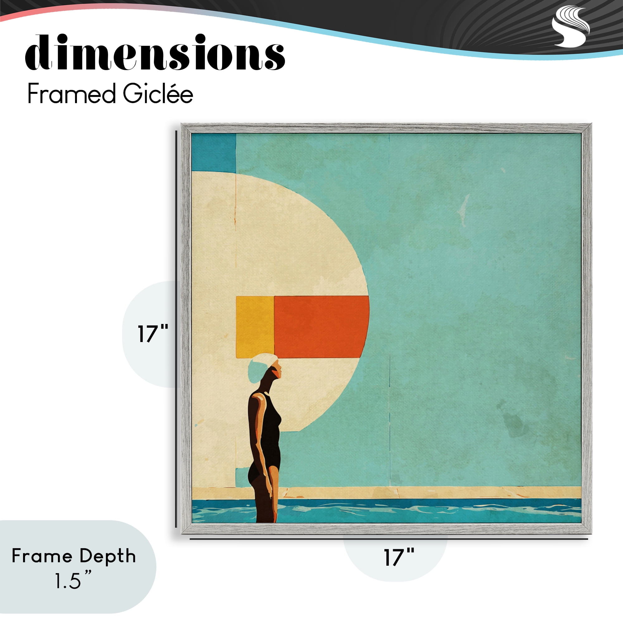 Stupell Industries Midcentury Pool Geometric Gray Framed Giclee Art, design by Layla Oz