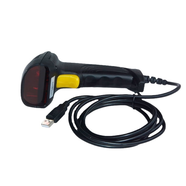 Escáner de código de barras láser USB con cable portátil negro