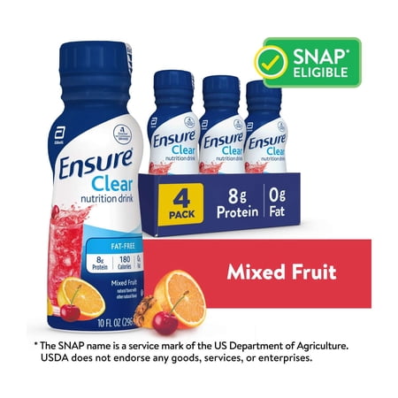 Ensure Clear Nutrition Drink, Fat-Free, Mixed Fruit, 10 fl oz, 4 Pack