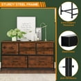 thumbnail image 6 of 5 Drawer Dresser, Wide Chest Of Drawers Nightstand Storage Tower Storage Dresser Fabric Dresser With Wood Top for Living Room, Bedroom, Hallway, , Rust, 6 of 7