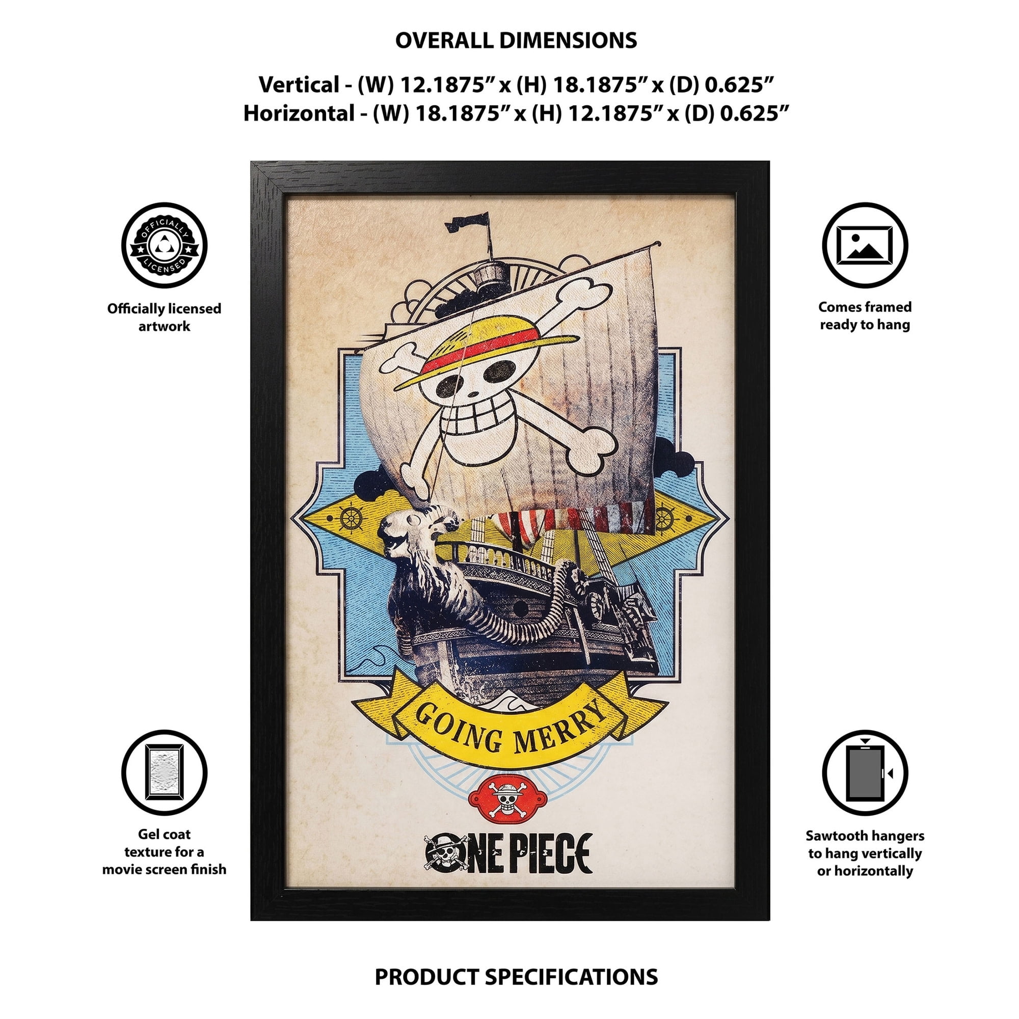 Pyramid America: One Piece Live Action - Going Merry - 11x17 Framed Gel Coated Poster - Series Artwork, Licensed Netflix Wall Decor, Collectible Print