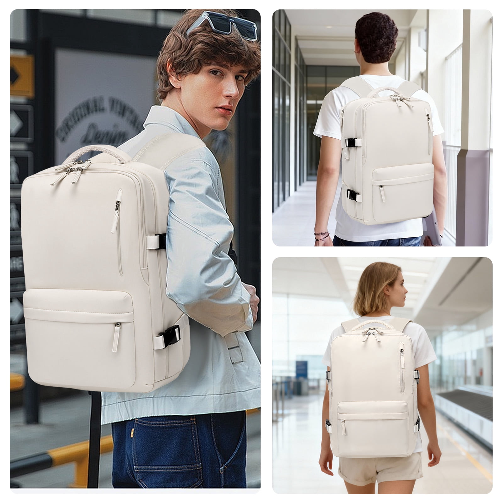 Fenbeli Expandable Travel Laptop Backpack, Fits 15.6-Inch Laptop, Water-Resistant Backpack with USB Charging Port, Anti-Theft Pocket & Luggage Strap