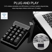 Douself 2.4Ghz Wireless Numeric Keypad Mechanical Feel Number Pad Keyboard 19 Keys w/ USB Receiver