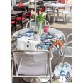 thumbnail image 4 of Outdoor Tablecloth with Umbrella Hole and Zipper, Blue Christmas Round Table Cloth 60 Inch Waterproof Tablecloth, Snowman Elk Eucalyptus Xmas Tree Poinsettia Picnic Table Cover for Patio Camping, 4 of 7