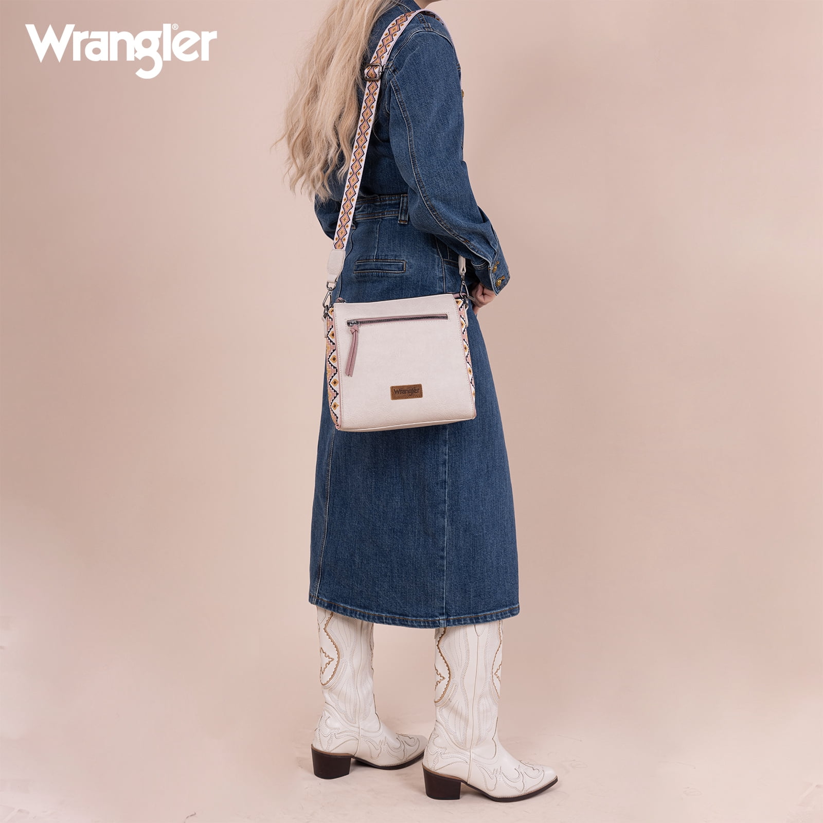 Wrangler Aztec Crossbody Bags Boho Shoulder for Women, Beige