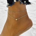 thumbnail image 2 of Turandoss Heart Initial Ankle Bracelets for Women, 14K Gold Filled Handmade Dainty Layered Anklet Letter Initial Heart Ankle Bracelets for Women Beach, 2 of 4