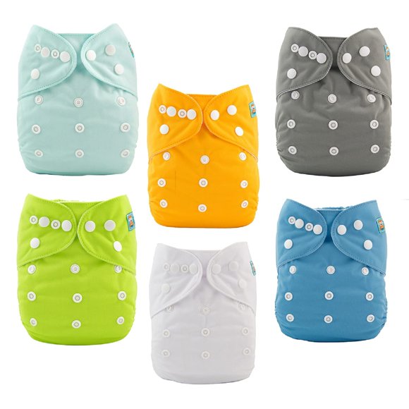 Pañales de tela ALVABABY, paquete de 6 pañales de tela para bebés con 12 insertos