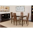 thumbnail image 2 of Flash Furniture Montclair 5 Piece Walnut Wood Dining Table Set with Glass Top and Clean Line Wood Dining Chairs - Padded Seats, 2 of 2