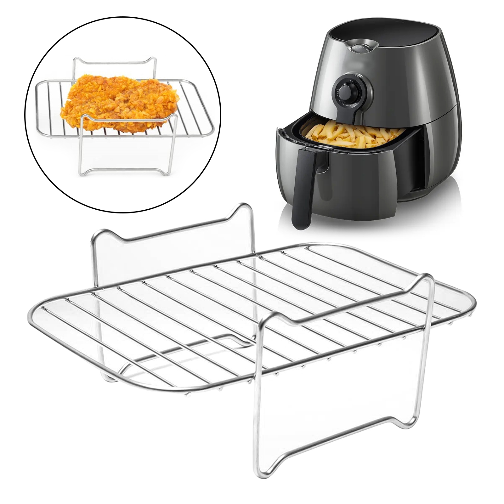 Hariumiu Air Fryer Rack Food Grade Rustproof Stainless Steel Grilling