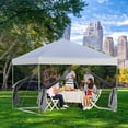 thumbnail image 2 of SUGIFT 10' x 10' White Gazebo Pop Up Canopy w/ Mesh Curtains, 2 of 7