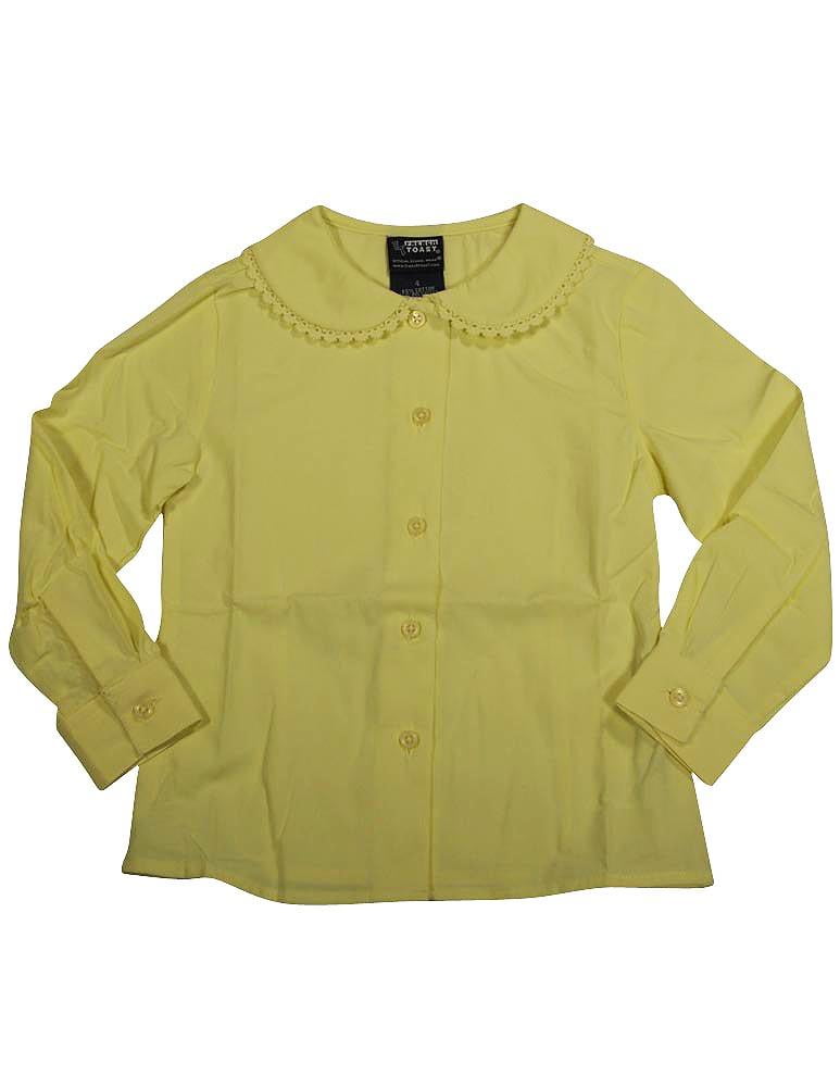 French Toast Girls Long Sleeve Peter Pan Blouse with Lace Trim Collar E9323 