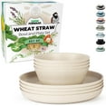 thumbnail image 1 of Grow Forward Premium Wheat Straw Plates and Bowls Sets - 8-Piece Wheat Straw Dinnerware Sets - Unbreakable & Reusable Microwave Safe Plastic Dinner Plates for Outdoors, RV, Camping Dishes - Sahara, 1 of 8