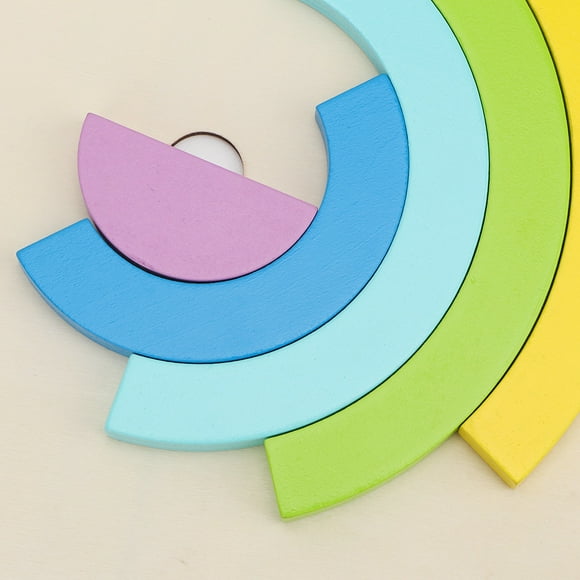 Khall Wooden Rainbow Colored Arch Bridge Building Blocks Assembly Educational Toys ,Arch Bridge Building Toy, Children Rainbow Arch Bridge Assembly Toy