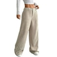 thumbnail image 2 of Deago Corduroy Pants for Women Casual Mid Waist Wide Leg Pants Loose Comfy Trousers with Pockets (Khaki, S), 2 of 9