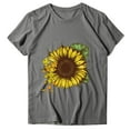 thumbnail image 5 of Tuphregyow Womens Tops Clearance Sunflower Graphic Tee Short Sleeve O-Neck Tunic Tops Y2K Clothing Plus Size T Shirts for Women Basic Pullover Casual Blouse Summer Gray XL, 5 of 6