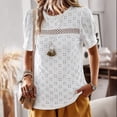 thumbnail image 3 of Camiseta básica de cuello redondo, manga corta con encaje, camiseta para mujer, uso práctico, 3 of 5