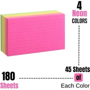 Mr. Pen- Lined Index Cards, 3 x 5, 180 Cards, Neon Index Cards, Index Cards, Note Cards, Flash Cards, Study Cards, Notecards for Studying