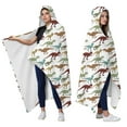 thumbnail image 2 of Wearable Blanket,White Dinosaur Silhouette Pattern Hooded Wearable Flannel Blanket for Adults & Teens,Winter Poncho Shawl Wrap Cape Cozy Anti-Pill,60"x80", 2 of 5