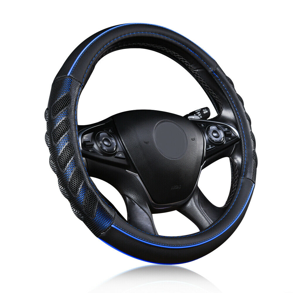 Flying Banner Faux Leather Steering Wheel Cover, Blue Black