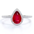 thumbnail image 1 of JeenMata Anillo de Compromiso con Piedra Natal de Julio en Corte de Pera de 1 Quilate - Anillo de Bodas - Anillo de Halo - Anillo Pavé - Anillo de Promesa - Baño de Oro Blanco de 18 K sobre Plata, 1 of 6