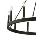 thumbnail image 4 of ACROMA  12-light 40In Modern Farmhouse Wagon Wheel Chandelier Black/ Gold Candle Lighting - 40'' D, 4 of 5