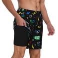 thumbnail image 3 of Picia Gamepads pattern Mens Swim Trunks with Compression Liner Stretch Beach Shorts Quick Dry with Zipper Pockets No-Chafing Board Shorts-Medium, 3 of 9