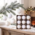 thumbnail image 6 of Sruoe 9Pack White Christmas Ball Ornaments, 3‑Style Petal Embossed Shatterproof Hanging Baubles, Decorative Hanging Ornaments for Xmas Tree Wedding Home Holiday Decor, 6 of 6