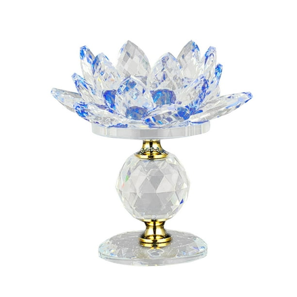Candelabros de cristal de loto para decoración del hogar, candelabros votivos, regalo de boda Azul