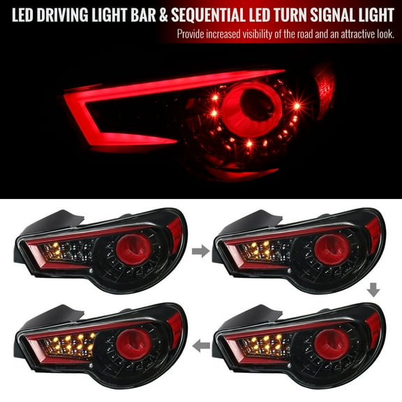 BRZ SEQUENTIAL LED TAIL LIGHTS- GLOSSY BLACK Made for and Compatible with 12-16 SCION FRS