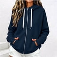 thumbnail image 2 of Womens Full Zip Up Hoodies Solid Color Drawstring Kangaroo Pocket Sweatshirt Oversized Long Sleeve Casual Loose Fit Winter Top, 2 of 6