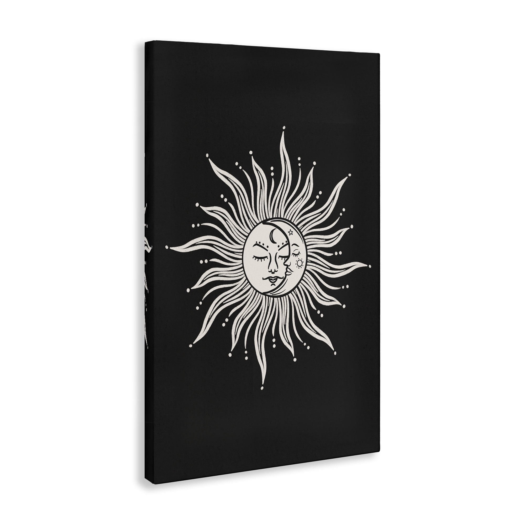 Stupell Industries Celestial Sun on Black Astrology & Stars Painting Wrapped Canvas Art Print Wall Art, 20 x 30