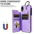 thumbnail image 5 of Feishell for iPhone XR Back Flip Wallet Case with ID Credit Card Slots & Metal Ring, Premium PU Leather Shockproof Magnetic Buckle Flip Kickstand Phone Case for Women Men,Purple, 5 of 10