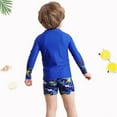 thumbnail image 3 of Baywell Boys Rash Guard Sets Kids Beach Bathing Suit Two Pieces Modest Swimwear Long Sleeve Top and Short Pant UV Sun Protection Suit 4-8Y, 3 of 7
