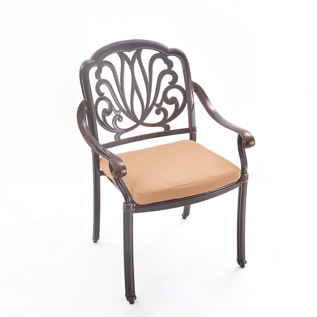 Kepooman Cast Aluminum Lounge Dining Chair w/Cushion for Patio Seating, Bistro Conversation Furniture Kepooman Cast Aluminum Lounge Dining Chair w/Cushion for Patio Seating, Bistro Conversation Furniture
