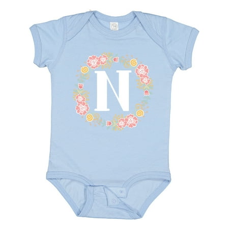 

Inktastic Monogram Letter N Rose Floral Wreath Gift Gift Baby Girl Bodysuit