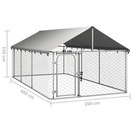 vidaXL 屋外用犬小屋 屋根付き 400x200x150cm動物 ペット用品 ペット用品 犬用品 犬小屋・ドッグラン 代引不可